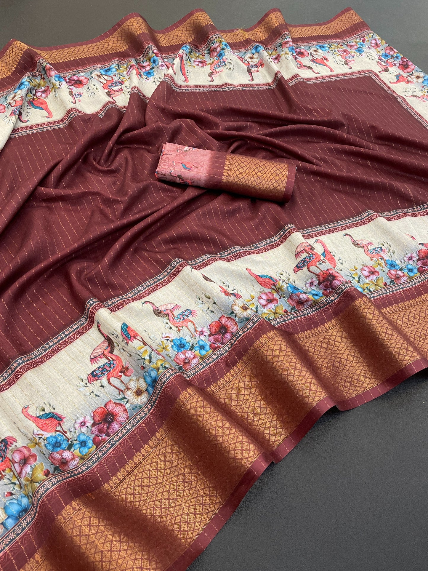 Flamingo Latest Dola Jari Digital Print New Desing Saree (8 Color )
