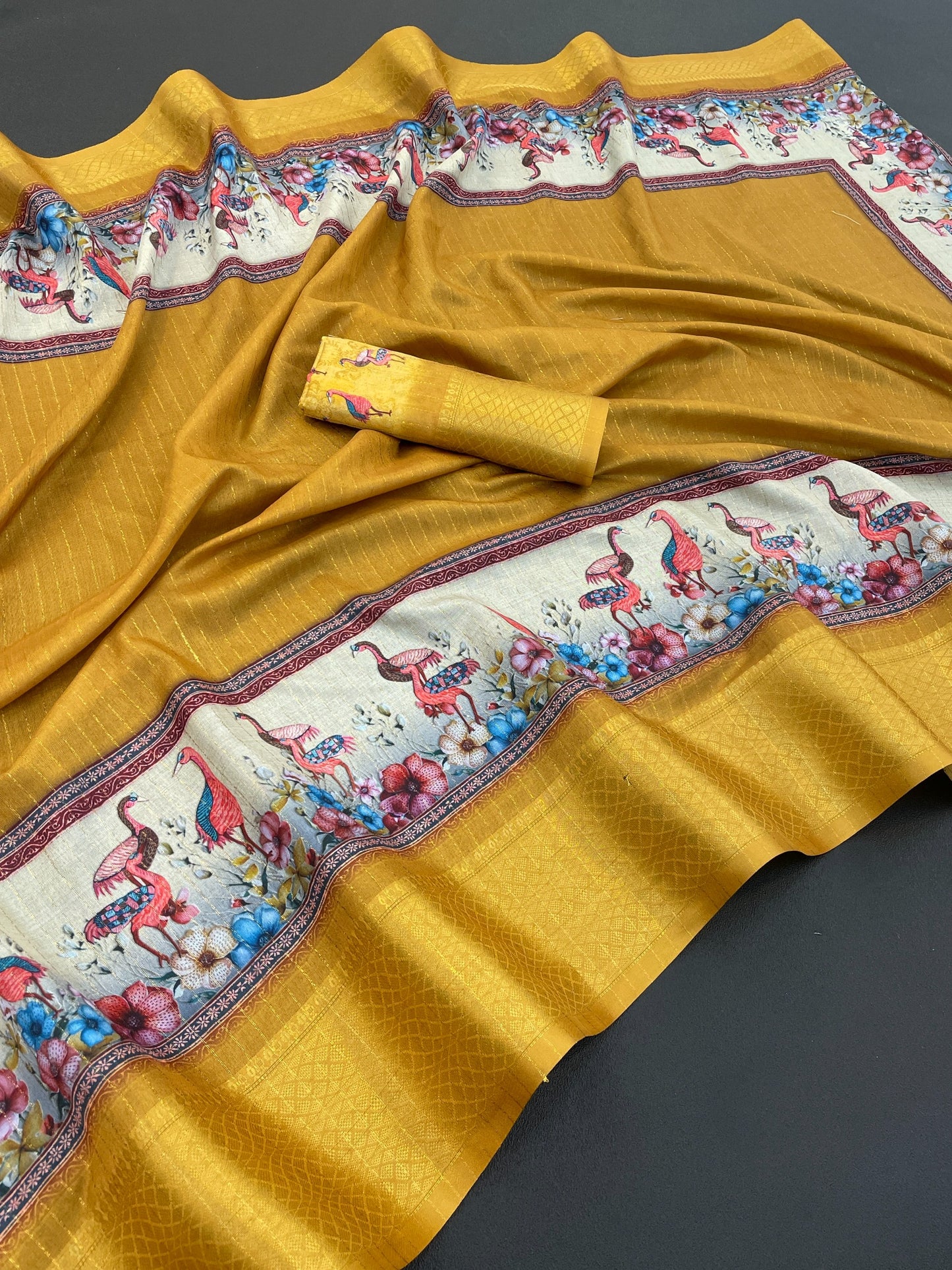 Flamingo Latest Dola Jari Digital Print New Desing Saree (8 Color )