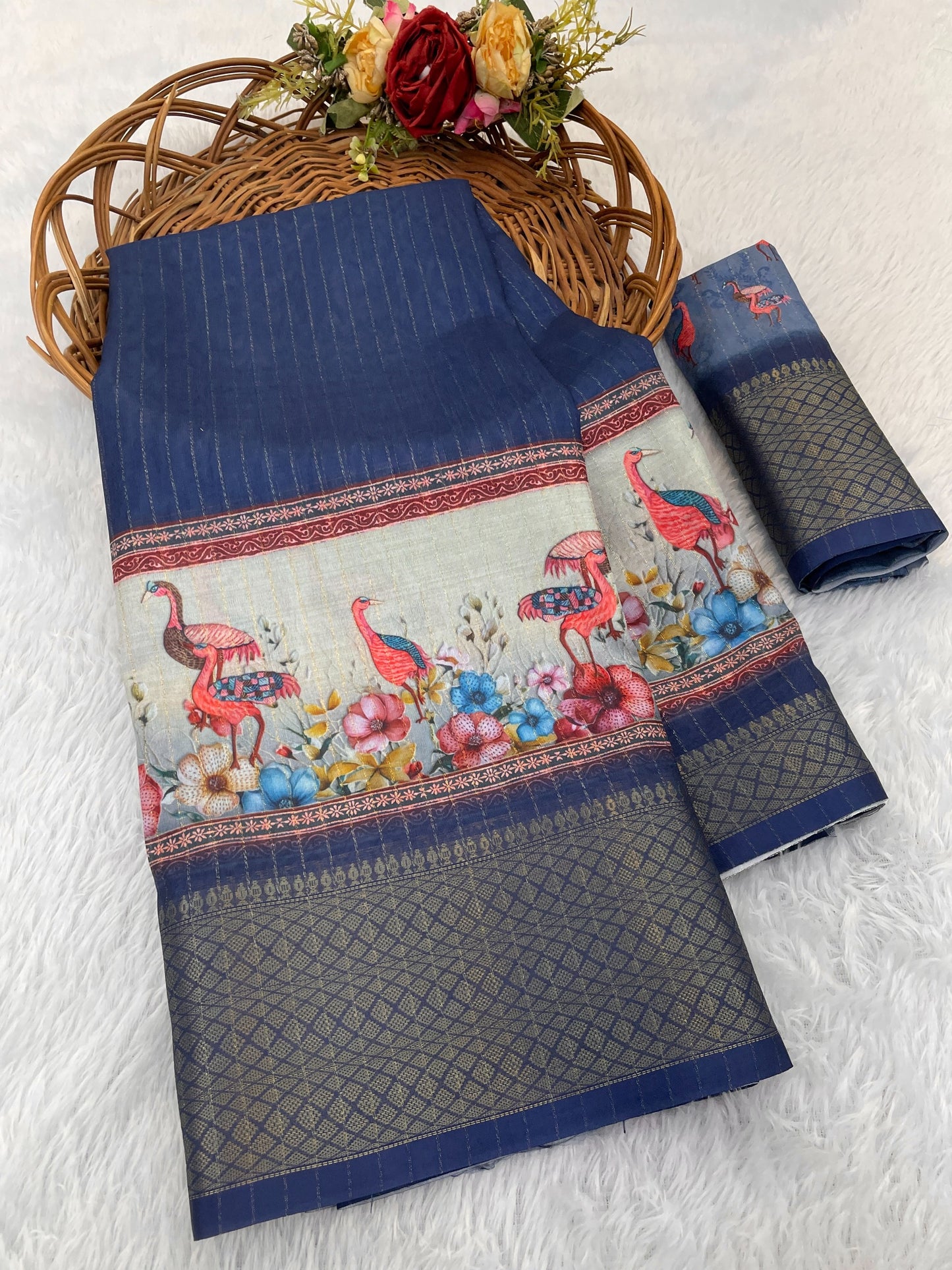 Flamingo Latest Dola Jari Digital Print New Desing Saree (8 Color )