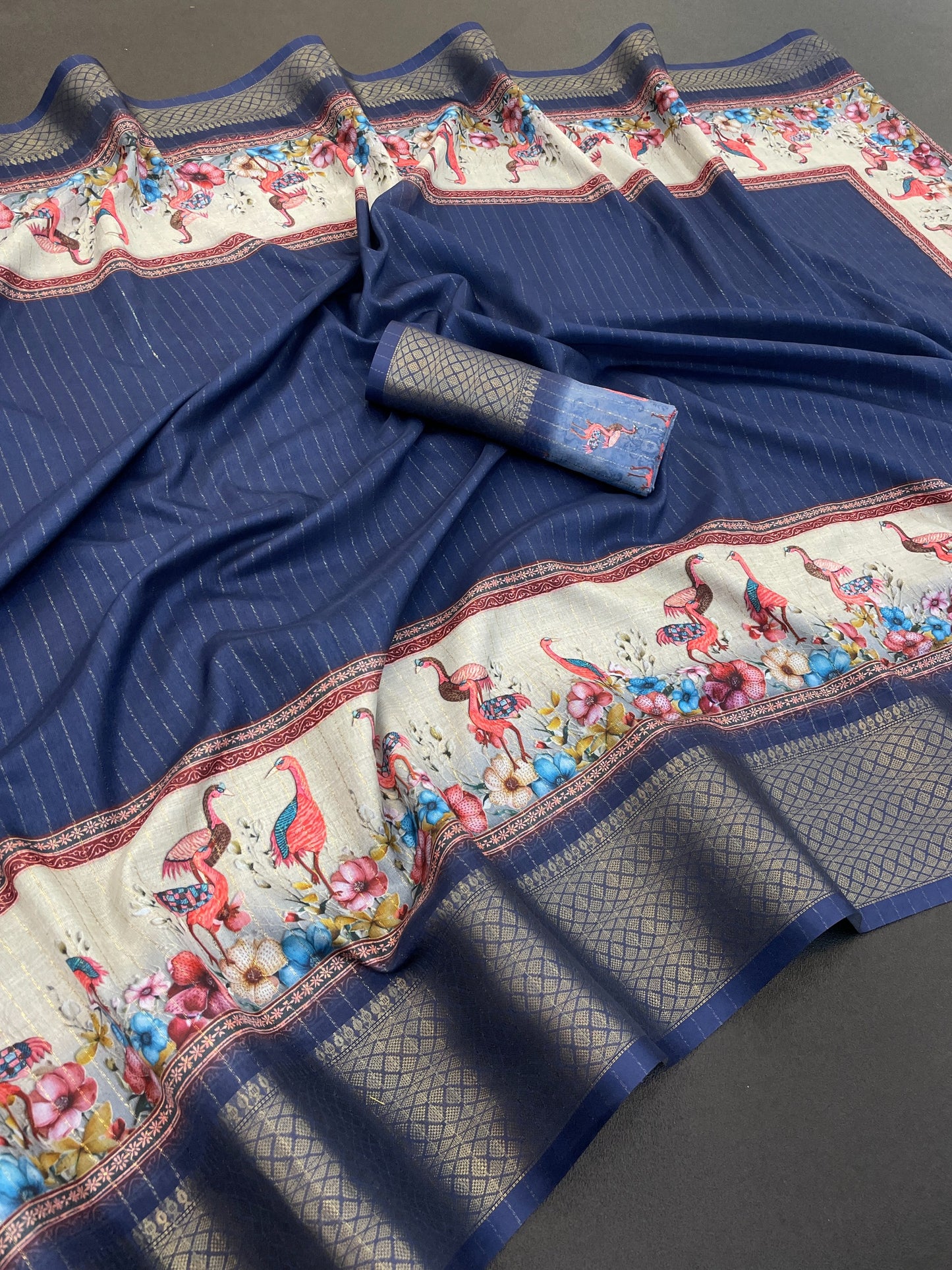 Flamingo Latest Dola Jari Digital Print New Desing Saree (8 Color )