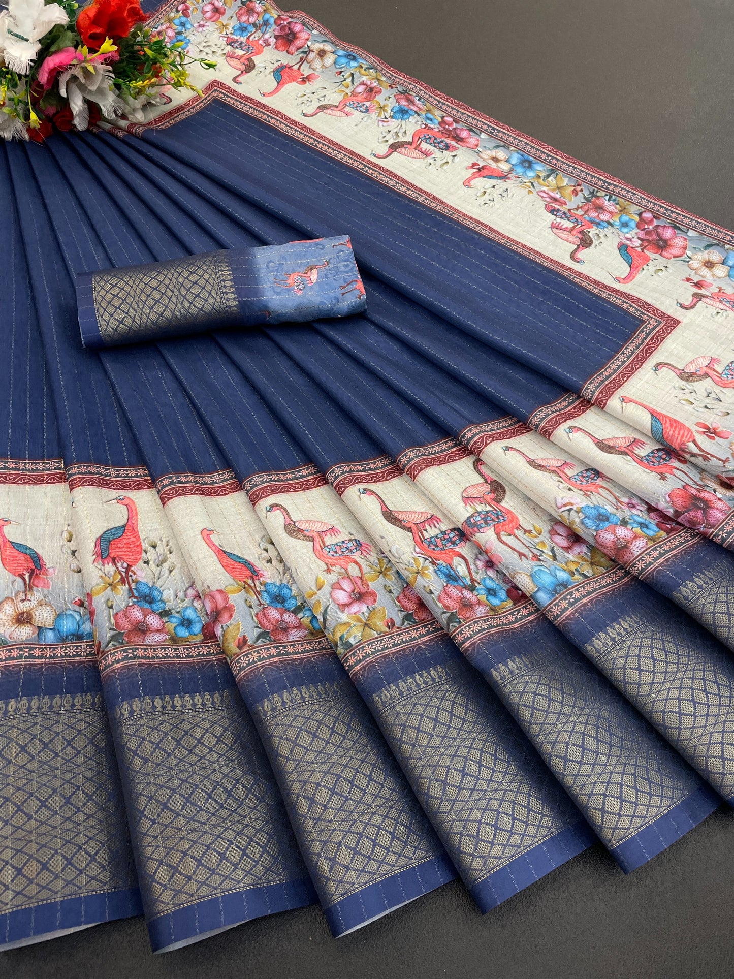 Flamingo Latest Dola Jari Digital Print New Desing Saree (8 Color )