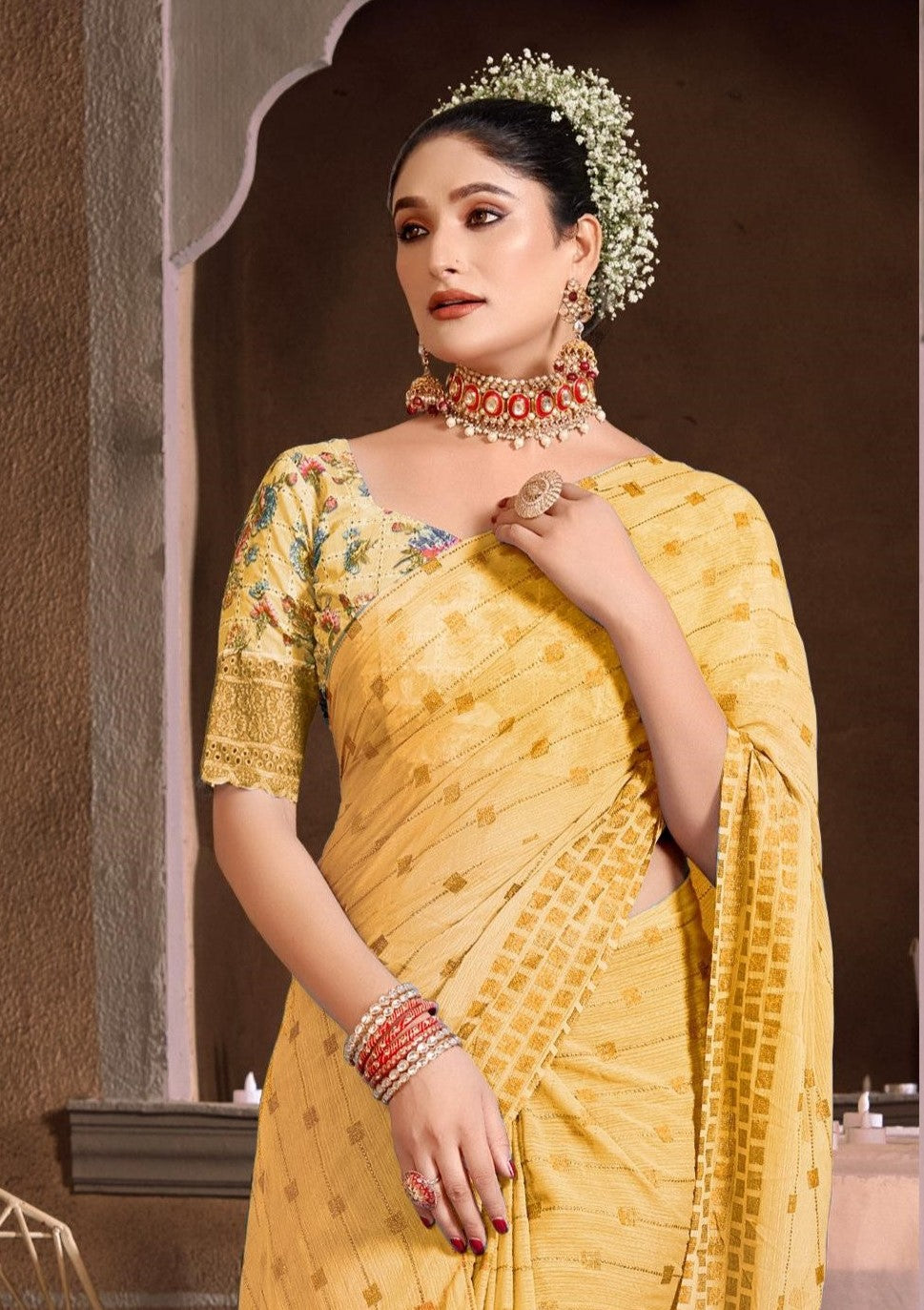 Swikar Multicolor Saree with Silver Foil Printing and Fancy Fabric (8 Colours Available). *