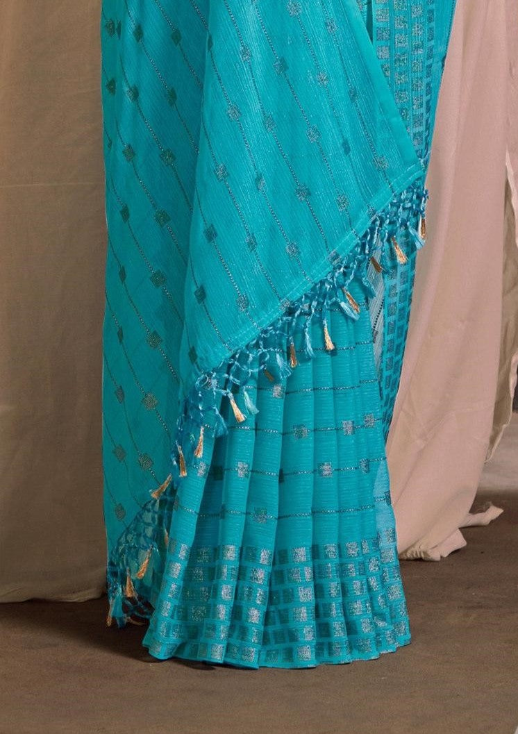 Swikar Multicolor Saree with Silver Foil Printing and Fancy Fabric (8 Colours Available). *