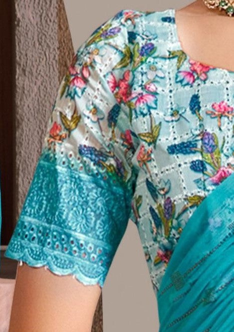 Swikar Multicolor Saree with Silver Foil Printing and Fancy Fabric (8 Colours Available). *