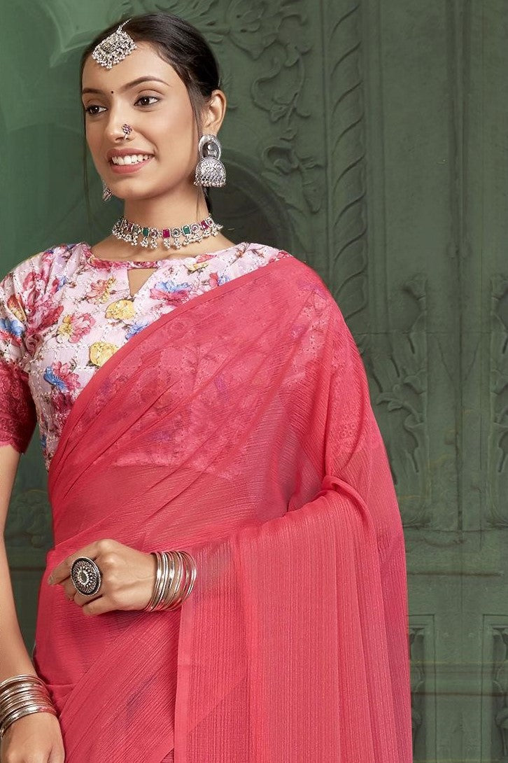 Rolex Light Saree in Elegant Chiffon Fabric – Radiate Grace!.