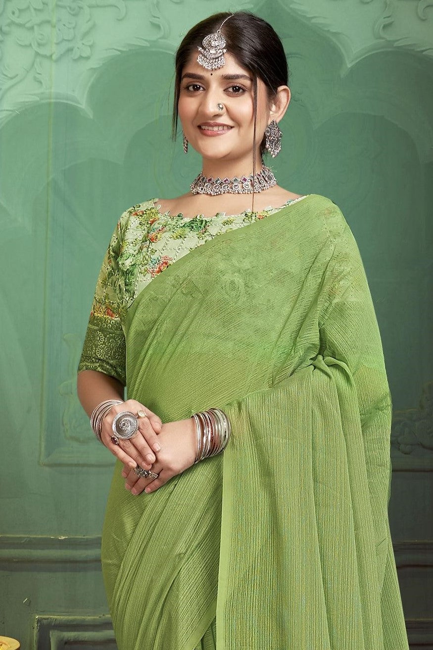 Rolex Light Saree in Elegant Chiffon Fabric – Radiate Grace!.