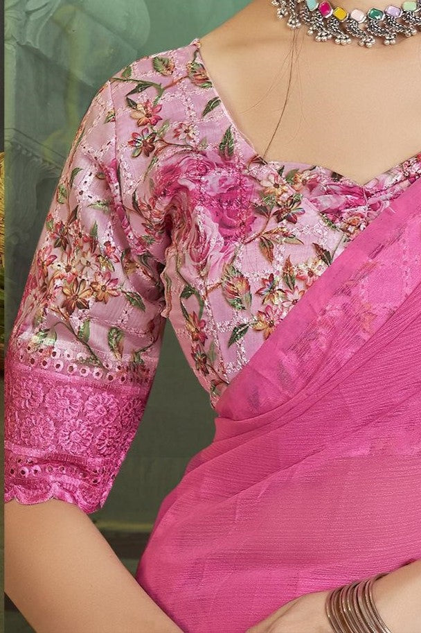 Rolex Light Saree in Elegant Chiffon Fabric – Radiate Grace!.