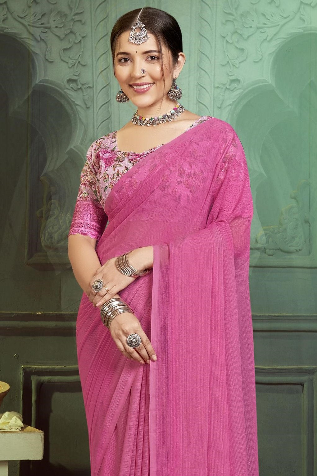 Rolex Light Saree in Elegant Chiffon Fabric – Radiate Grace!.