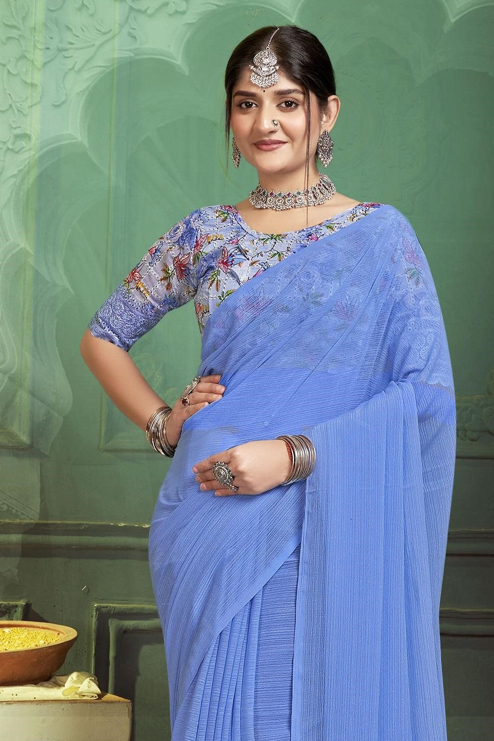 Rolex Light Saree in Elegant Chiffon Fabric – Radiate Grace!.