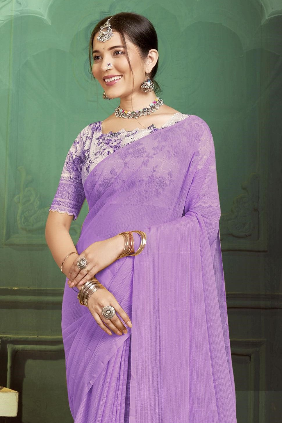 Rolex Light Saree in Elegant Chiffon Fabric – Radiate Grace!.