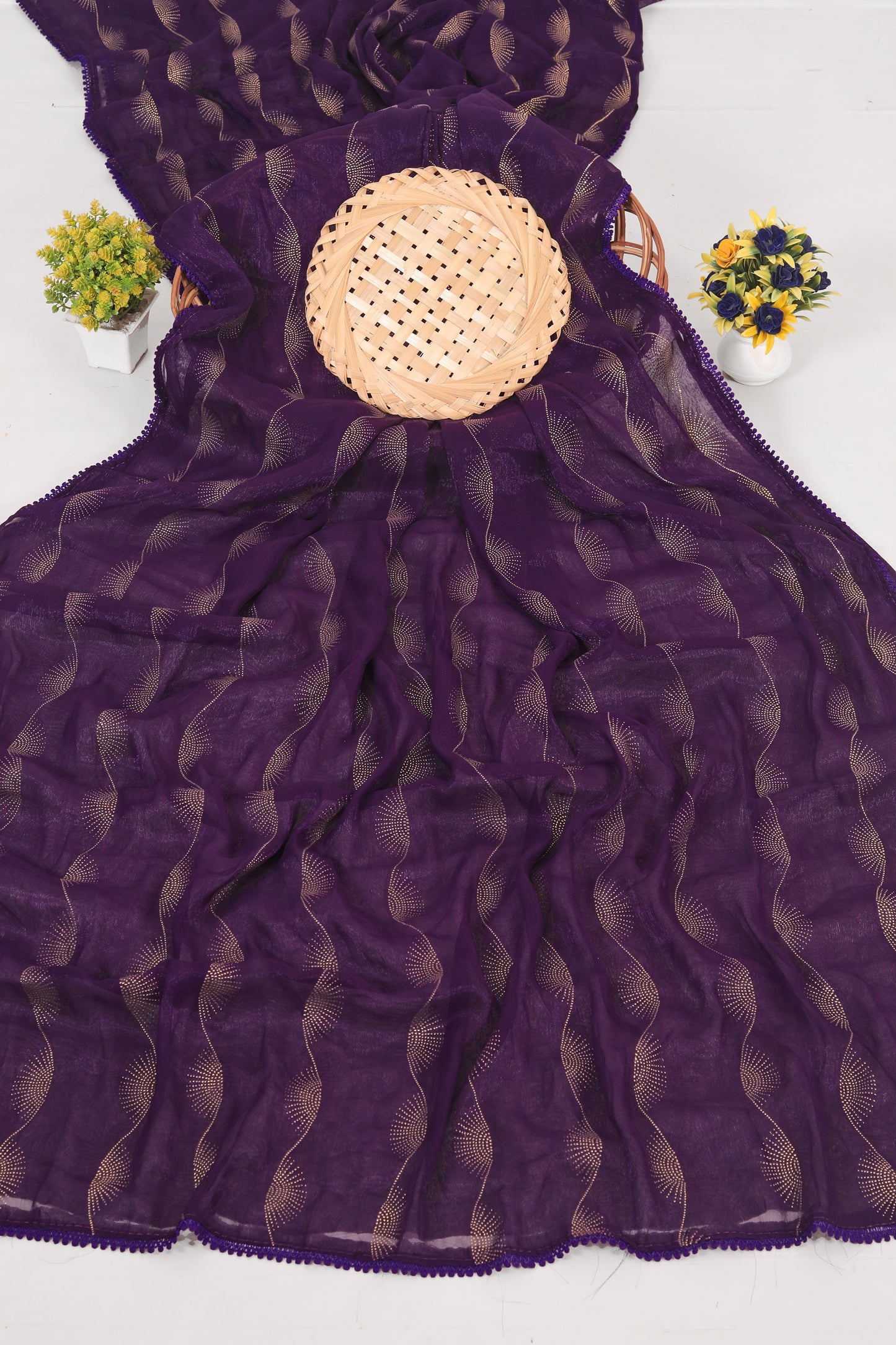 Omega Chiffon Saree with Tone to Tone Matching.**