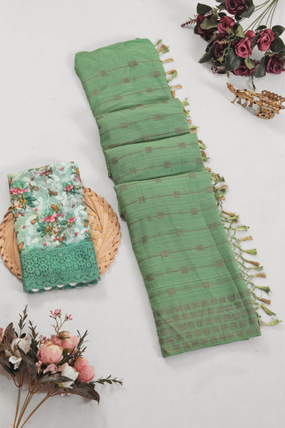 Swikar Multicolor Saree with Silver Foil Printing and Fancy Fabric (8 Colours Available).