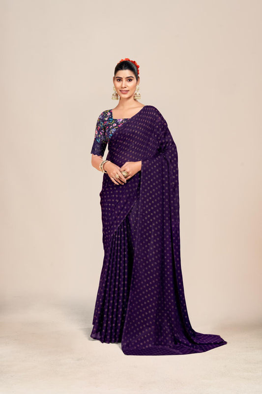 Vande Dark Multicolor Saree with Digital Printed Blouse and Best Selling Saree Design (8 Colours Available). *