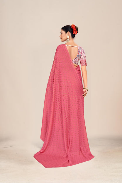 Vande Chiffon Saree with Digital Printed Blouse and Best Selling Saree Design. (8 Colours Available).*