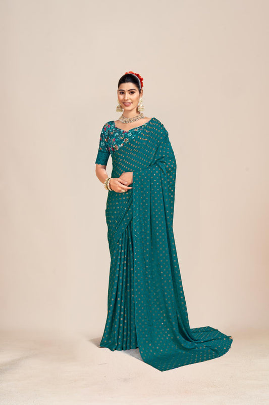 Vande  Dark Multicolor Saree with Digital Printed Blouse and Best Selling Saree Design (8 Colours Available).