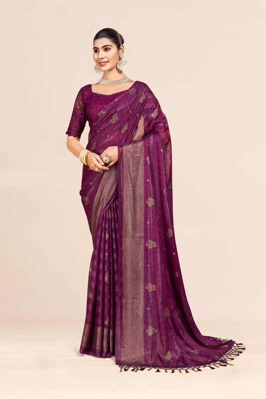 Shubhnamastu Multicolor Jari Patta Saree with Elegant Design (8 Colours Available). **