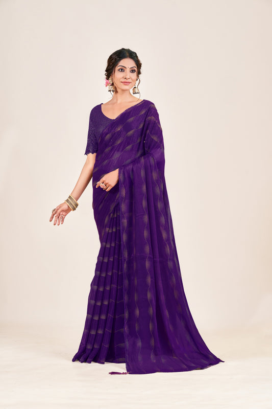 Omega Chiffon Saree with Tone to Tone Matching.**
