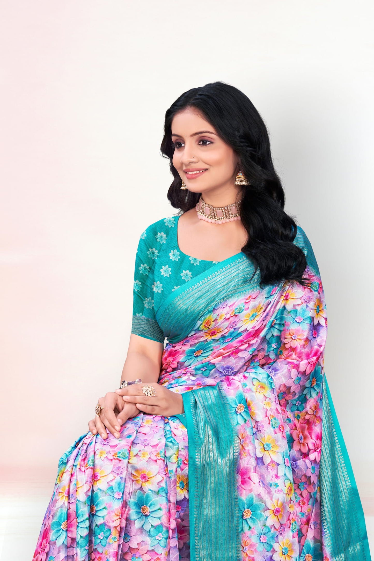 Jasmine Elegance Polyester Saree – Simplistic Beauty with a Modern Edge*