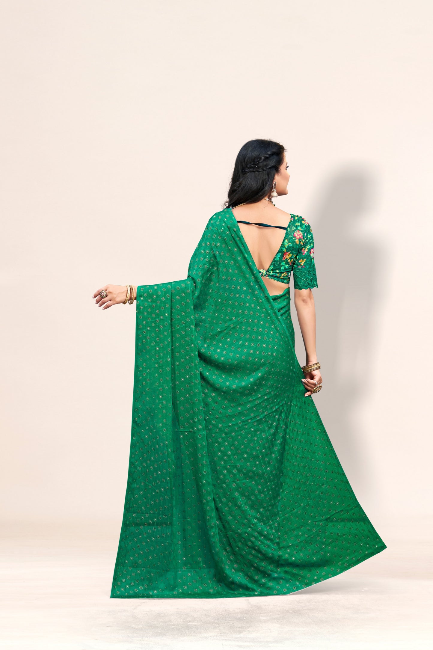Lado Digital Gold Moss Saree with Digital Printed Blouse and Best Selling Saree Design *
