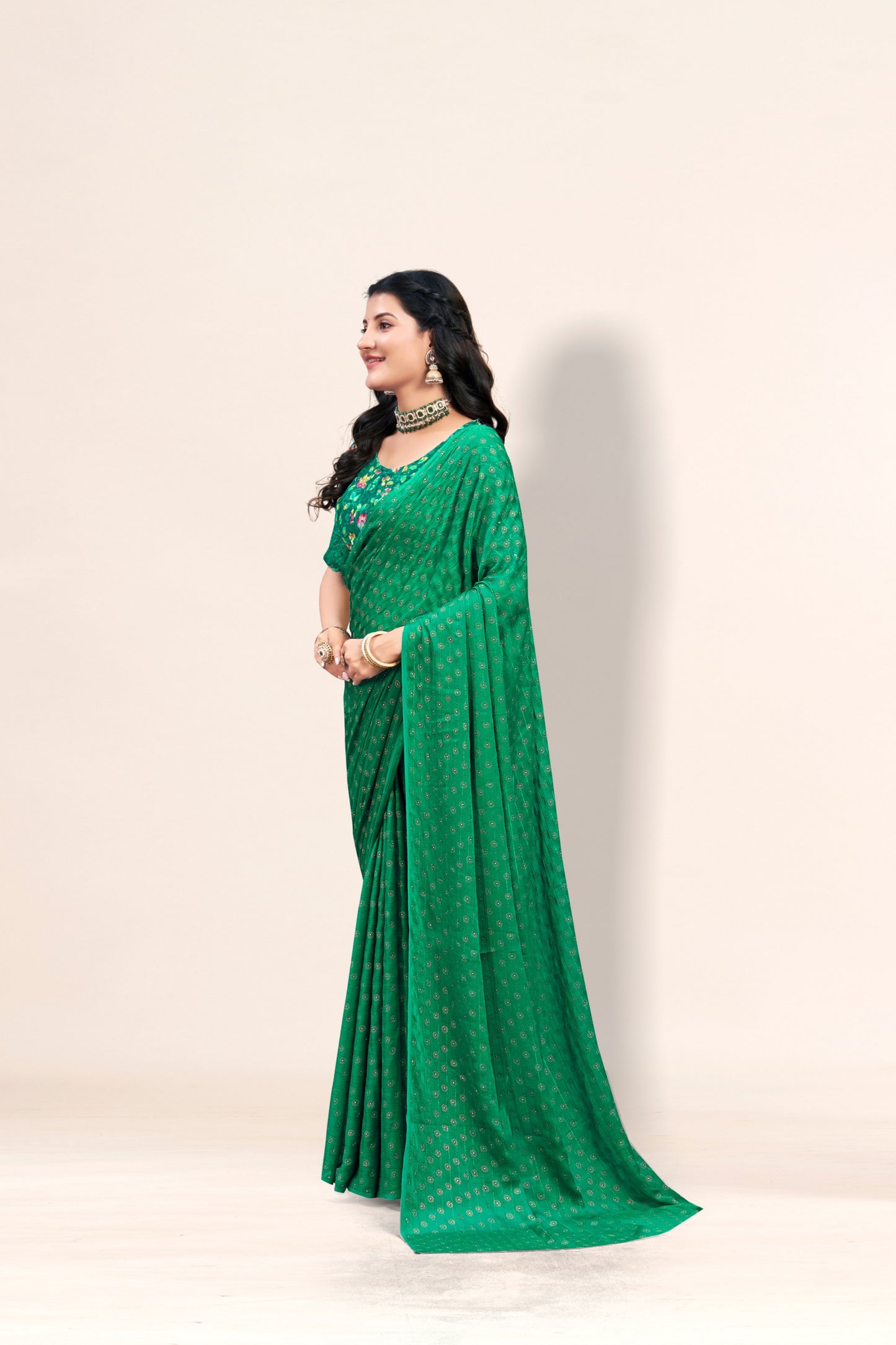 Lado Digital Gold Moss Saree with Digital Printed Blouse and Best Selling Saree Design *