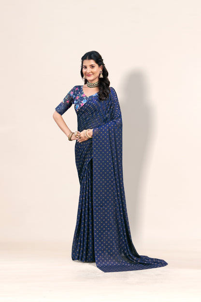 Lado Digital Gold Moss Saree with Digital Printed Blouse and Best Selling Saree Design *