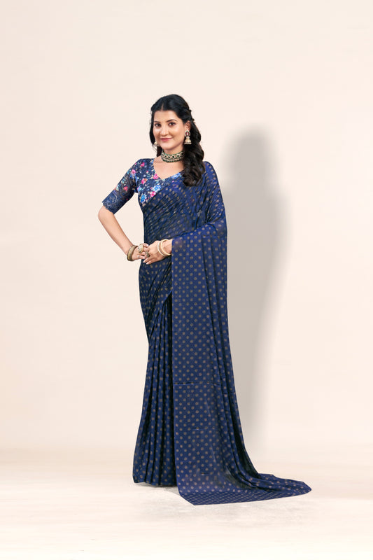 Lado Digital Gold Moss Saree with Digital Printed Blouse and Best Selling Saree Design * **