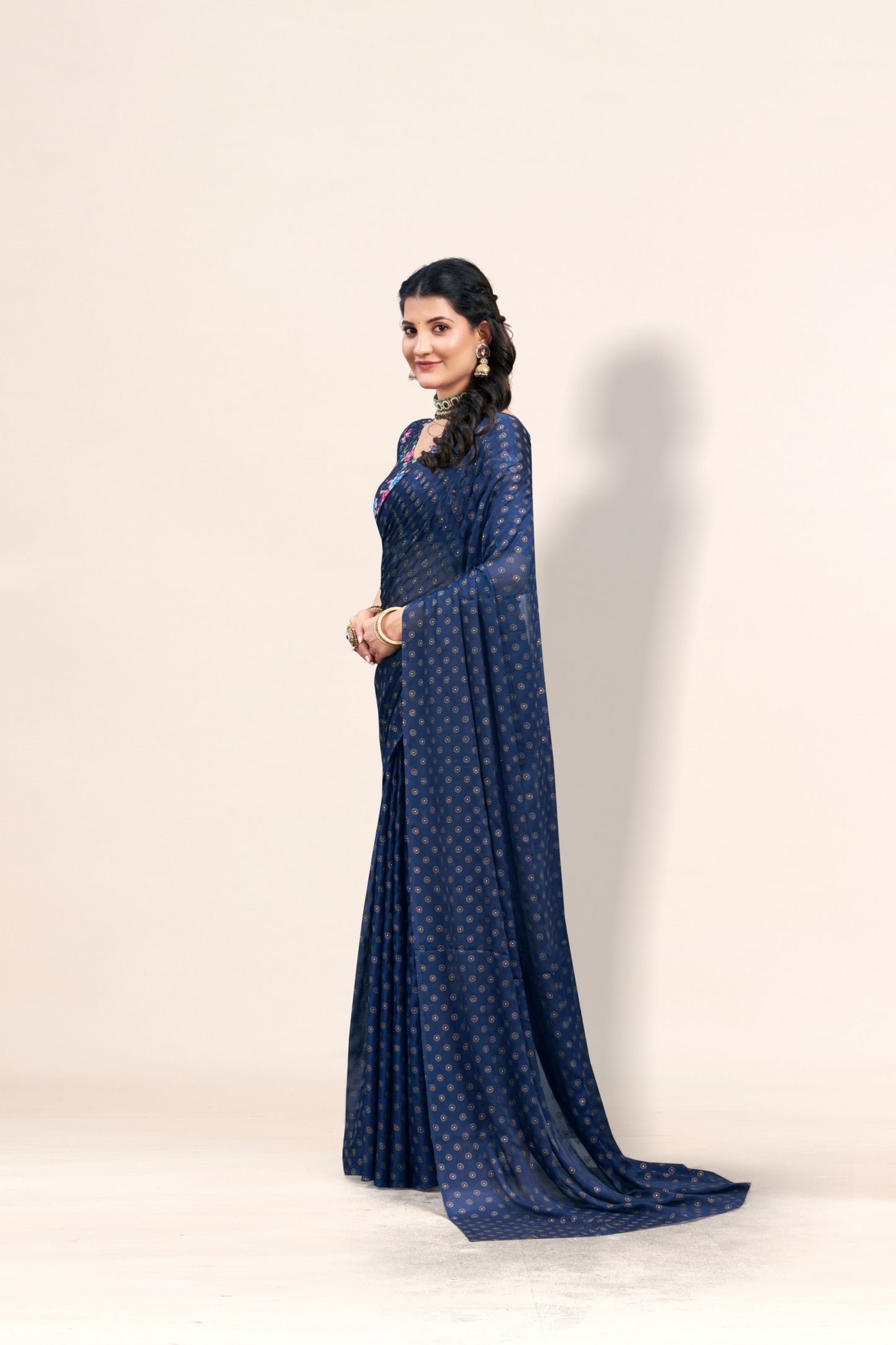 Lado Digital Gold Moss Saree with Digital Printed Blouse and Best Selling Saree Design *