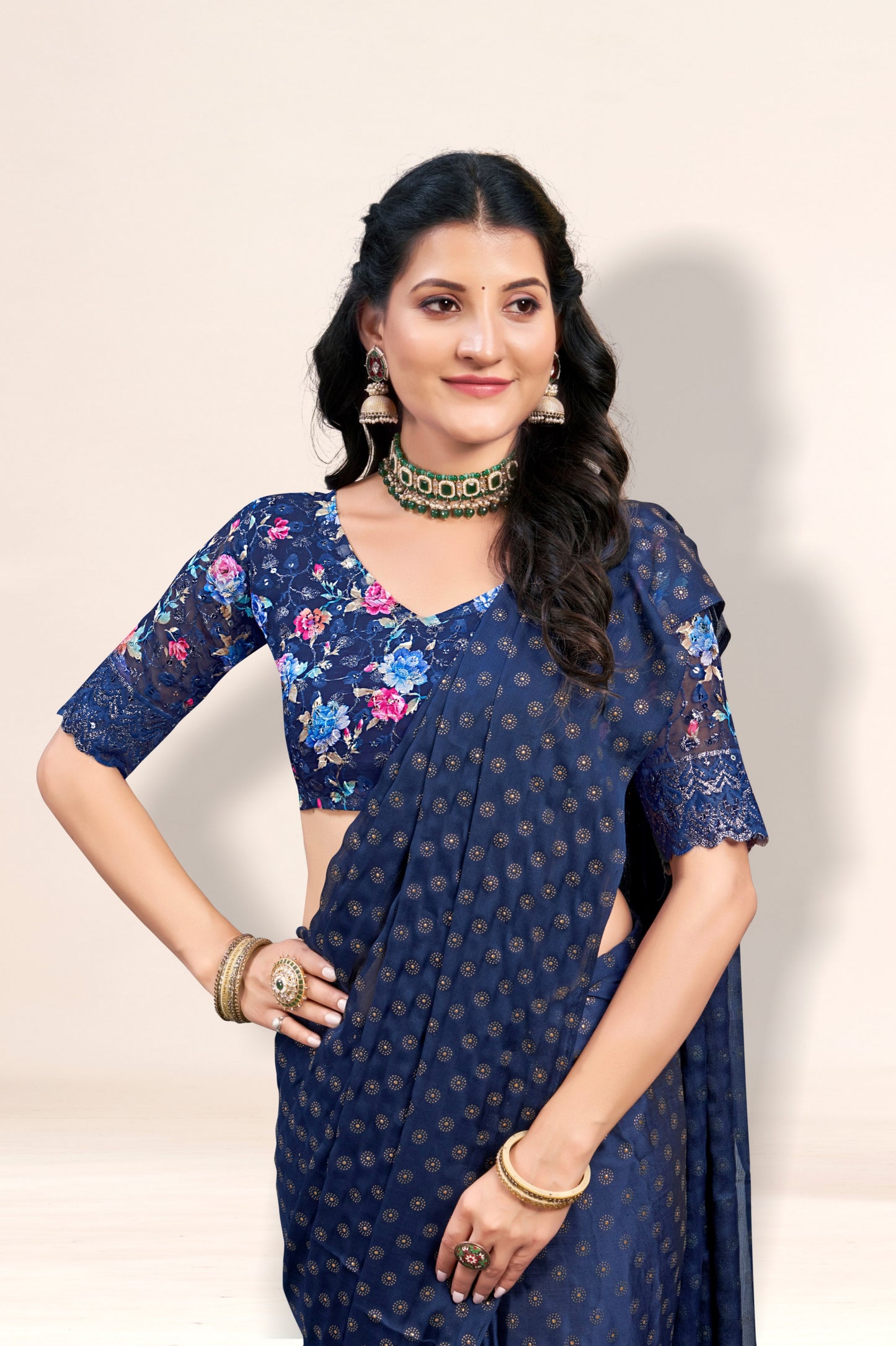 Lado Digital Gold Moss Saree with Digital Printed Blouse and Best Selling Saree Design *