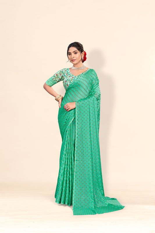 Vande Chiffon Saree with Digital Printed Blouse and Best Selling Saree Design. (8 Colours Available).* ** * *