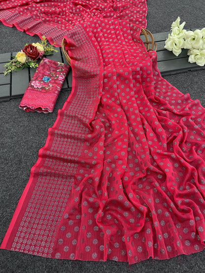 Lado Silver Digital  Moss Saree with Digital Printed Blouse and Best Selling Saree Design.