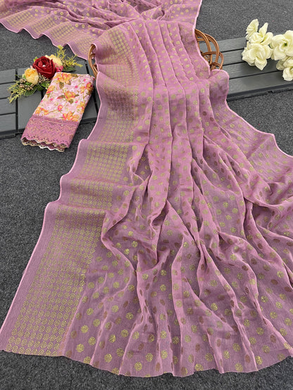 Lado Light  Moss  Saree with Digital Printed Blouse and Best Selling Saree Design