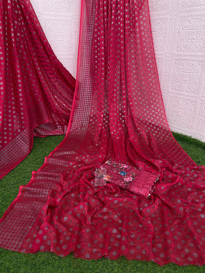 Lado Silver Digital  Moss Saree with Digital Printed Blouse and Best Selling Saree Design.