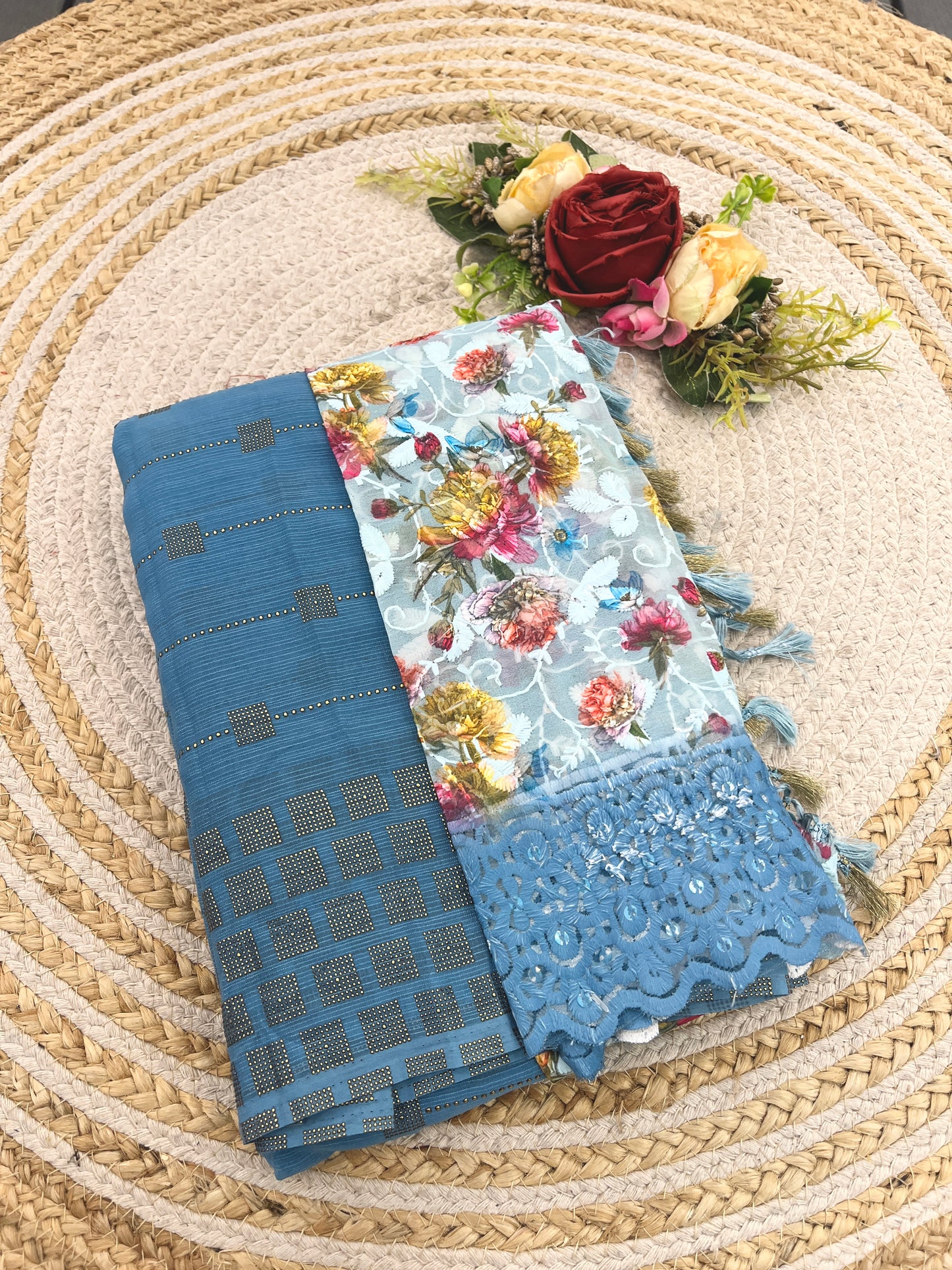 Swikar Multicolor Saree with Silver Foil Printing and Fancy Fabric (8 Colours Available).*** *