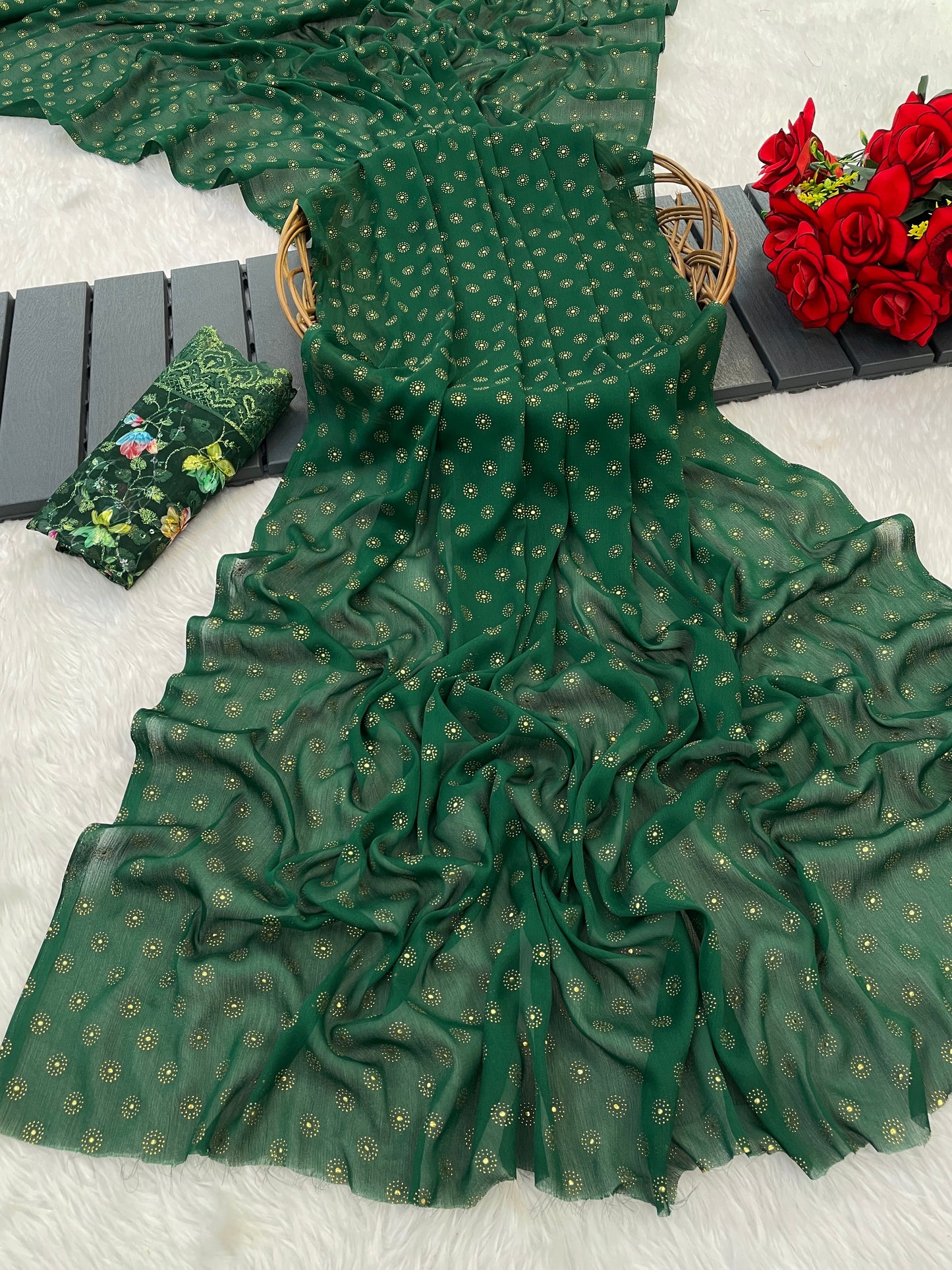Vande Dark Multicolor Saree with Digital Printed Blouse and Best Selling Saree Design (8 Colours Available). *