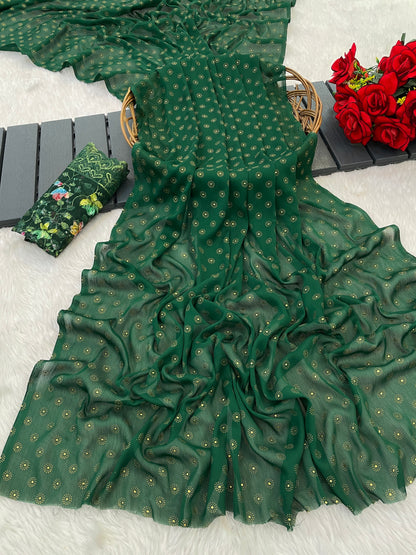 Vande Dark Multicolor Saree with Digital Printed Blouse and Best Selling Saree Design (8 Colours Available). *