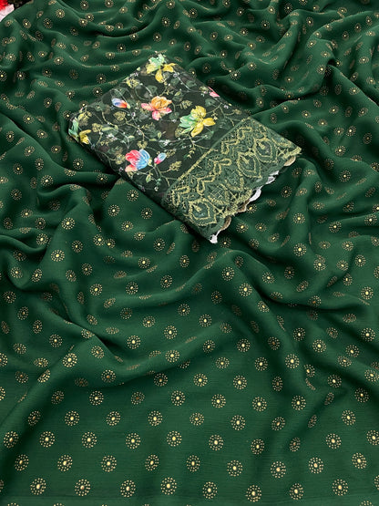 Vande Dark Multicolor Saree with Digital Printed Blouse and Best Selling Saree Design (8 Colours Available). *