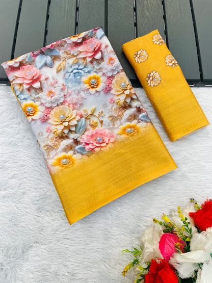 Jasmine Elegance Polyester Saree – Simplistic Beauty with a Modern Edge