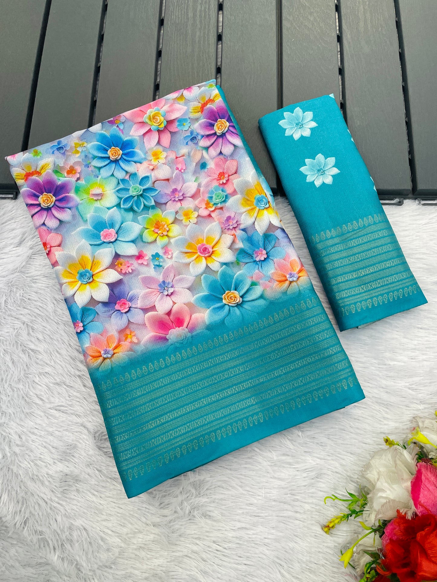 Jasmine Elegance Polyester Saree – Simplistic Beauty with a Modern Edge