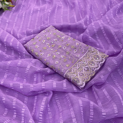 Luminous Saree in Tone-to-Tone Chiffon Fabric – Solo Pattern Elegance.(Solo Pattern Tone to Tone Digital.)