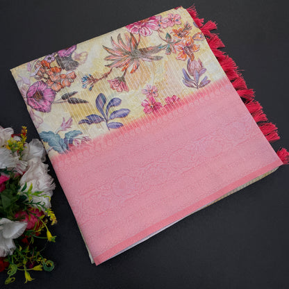 Sparkle Rang Phool Polyester Saree – A Bloom of Vibrant Elegance