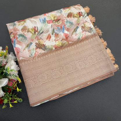 Sparkle Rang Phool Polyester Saree – A Bloom of Vibrant Elegance