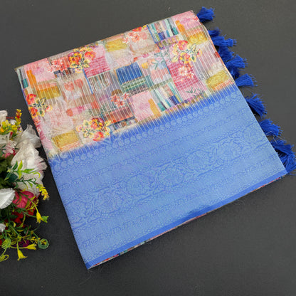Sparkle Rang Phool Polyester Saree – A Bloom of Vibrant Elegance