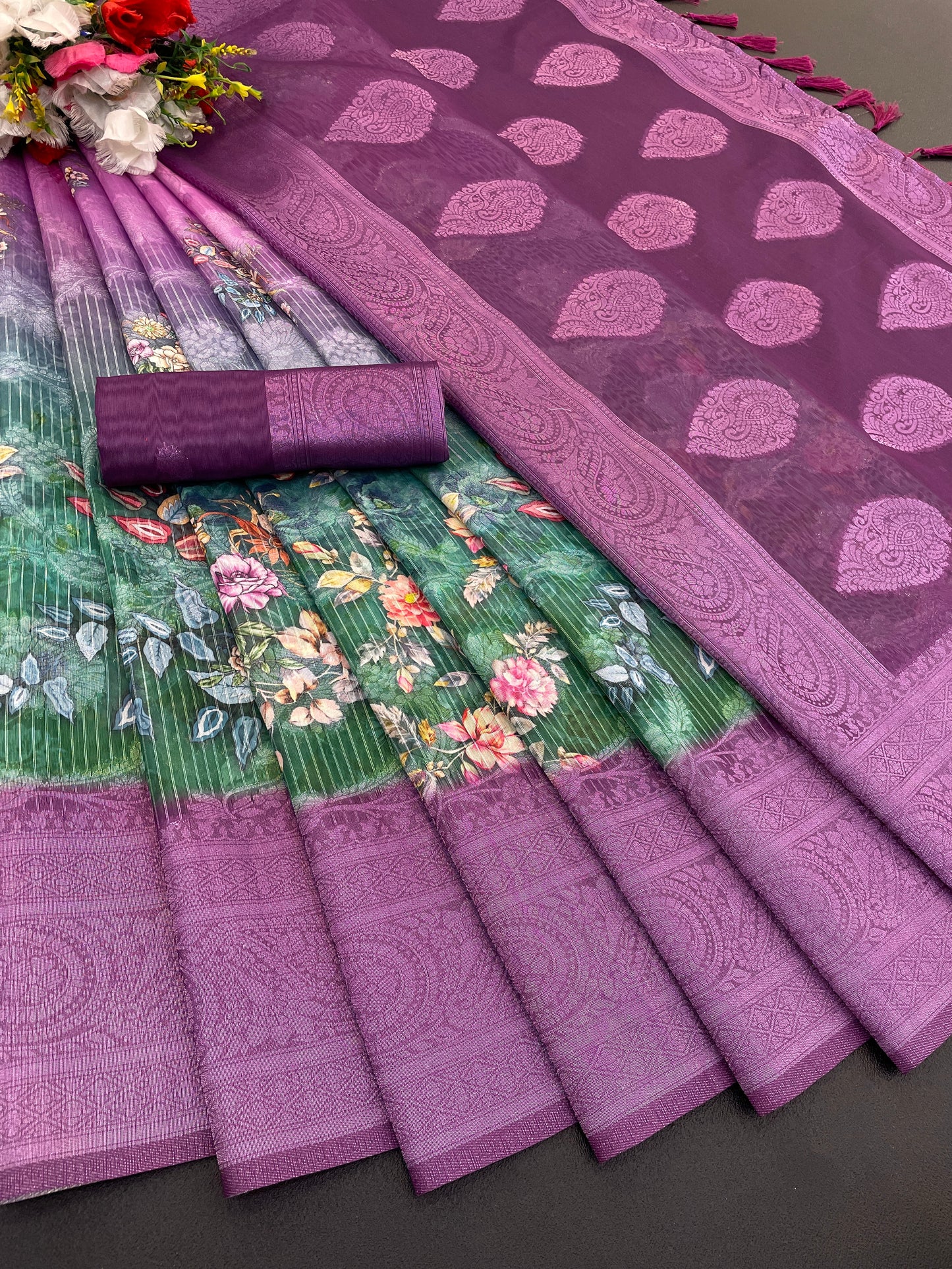Sparkle Orabelle Polyester Saree – Effortless Elegance with a Lustrous Touch