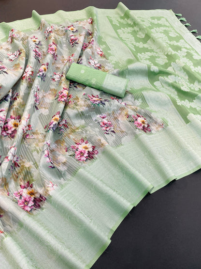 Sparkle Rang Phool Polyester Saree – A Bloom of Vibrant Elegance