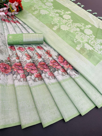 Sparkle Rang Phool Polyester Saree – A Bloom of Vibrant Elegance