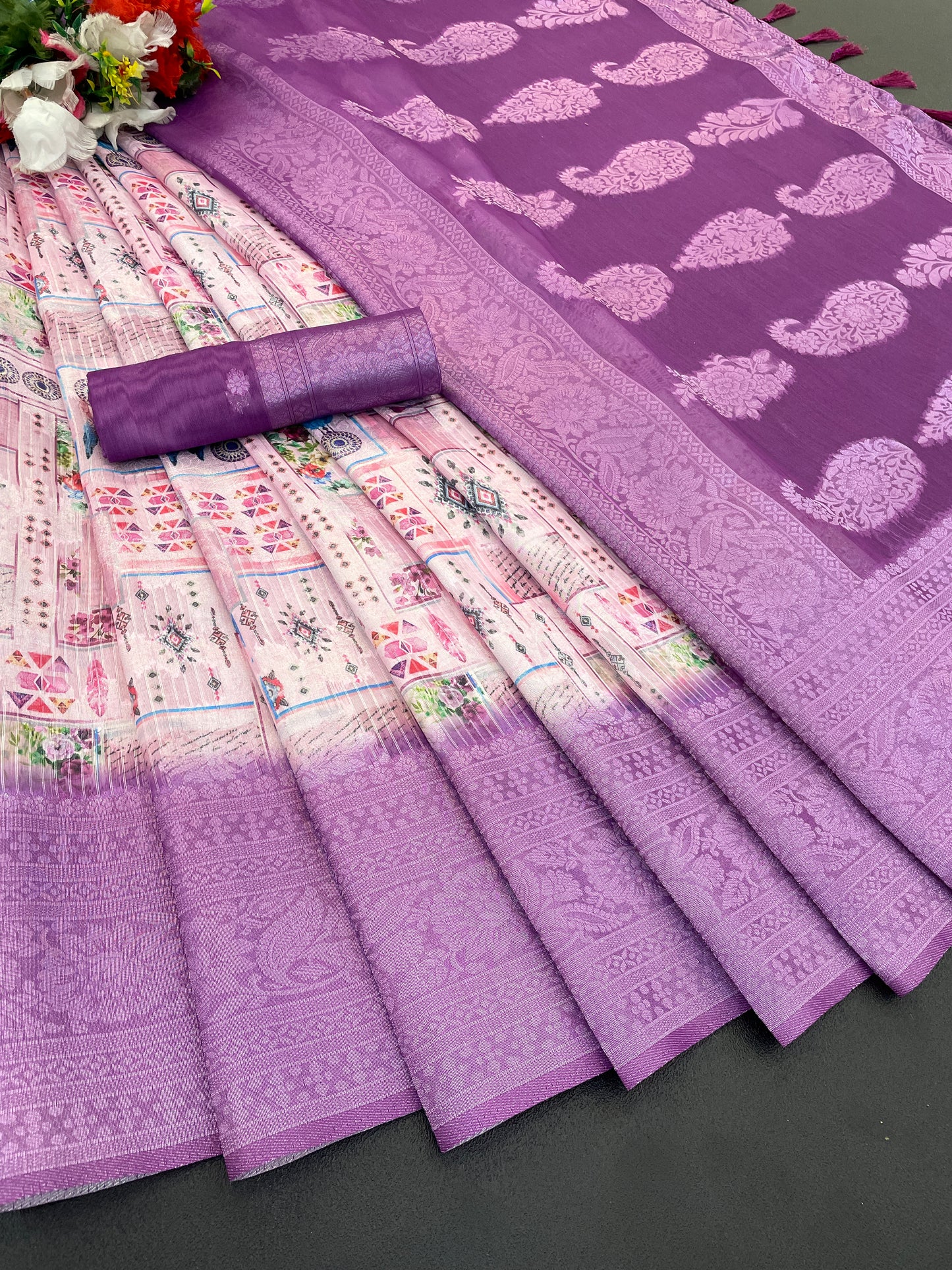 Sparkle Orabelle Polyester Saree – Effortless Elegance with a Lustrous Touch