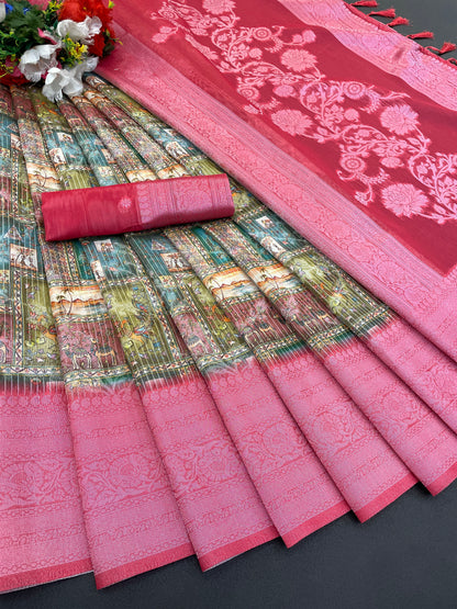 Sparkle Rang Phool Polyester Saree – A Bloom of Vibrant Elegance