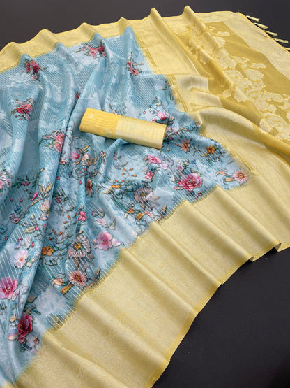 Sparkle Rang Phool Polyester Saree – A Bloom of Vibrant Elegance