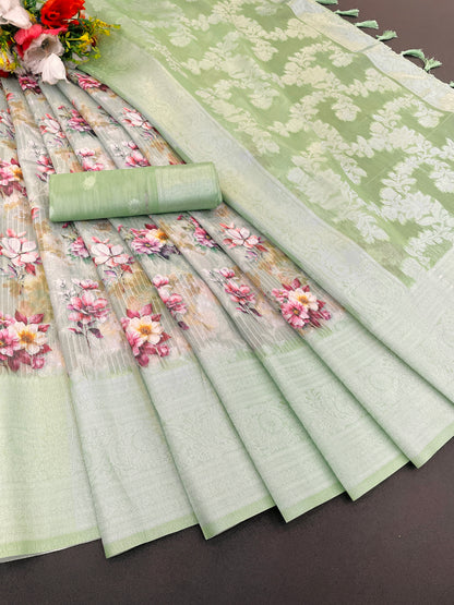 Sparkle Rang Phool Polyester Saree – A Bloom of Vibrant Elegance