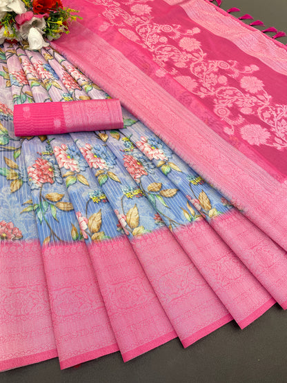 Sparkle Rang Phool Polyester Saree – A Bloom of Vibrant Elegance